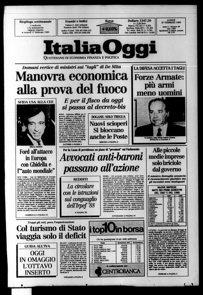 Italia oggi : quotidiano di economia finanza e politica